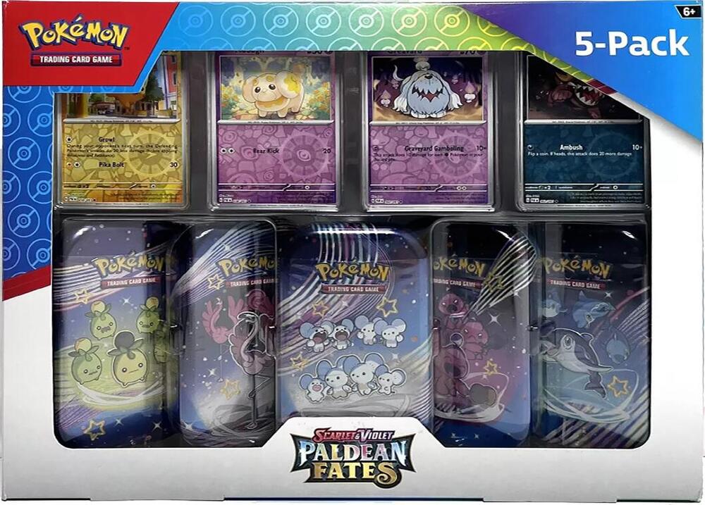 Costco Pokemon Scarlet & Violet Paldean Fates Mini Tin 5-pack (Costco Error Bundle)